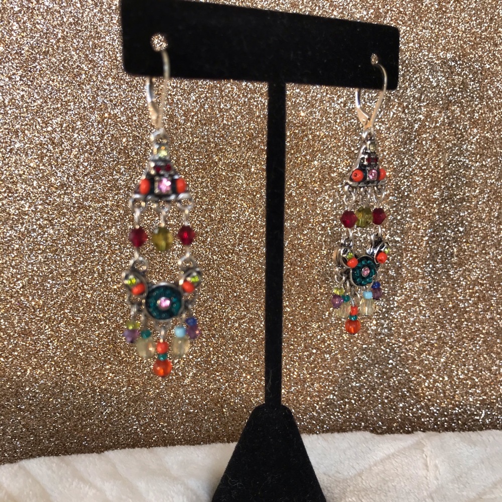 Handmade multi-colored dangle earrings